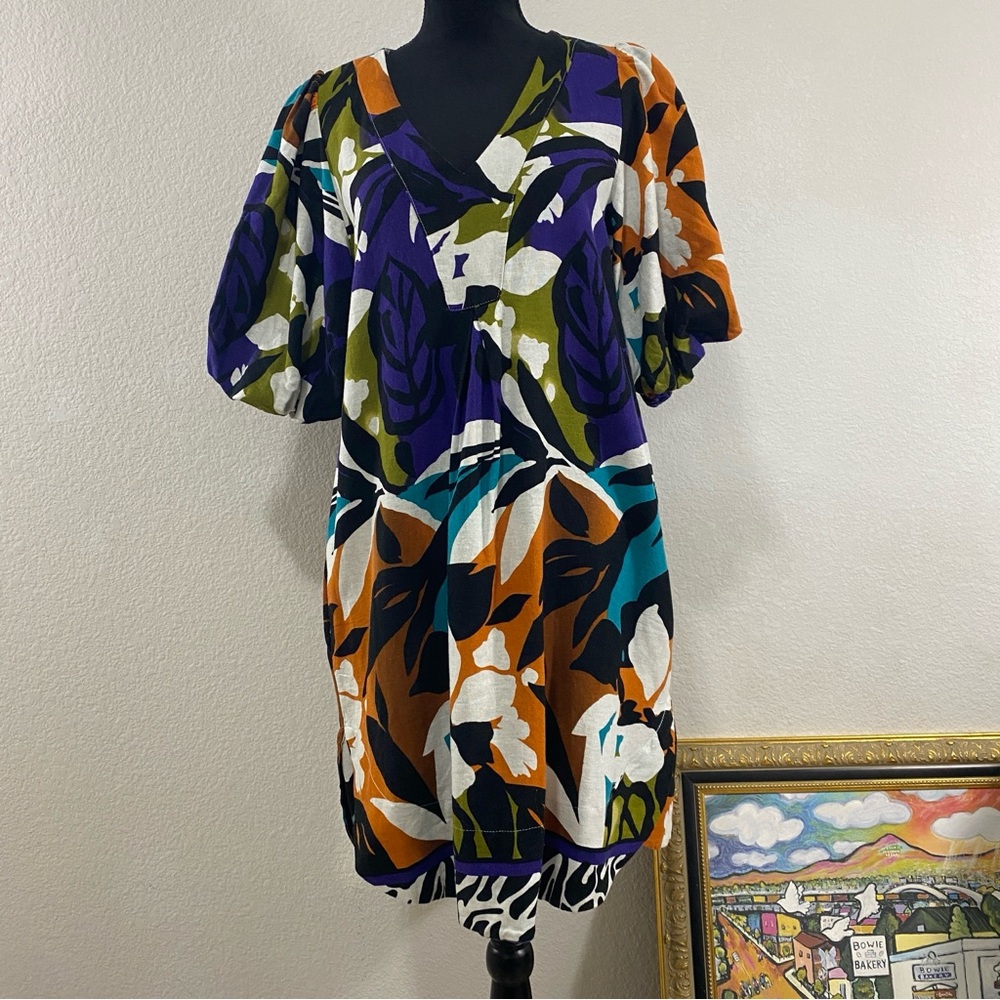 For Cynthia Multicolor Linen Viscose Dress, Pockets‎